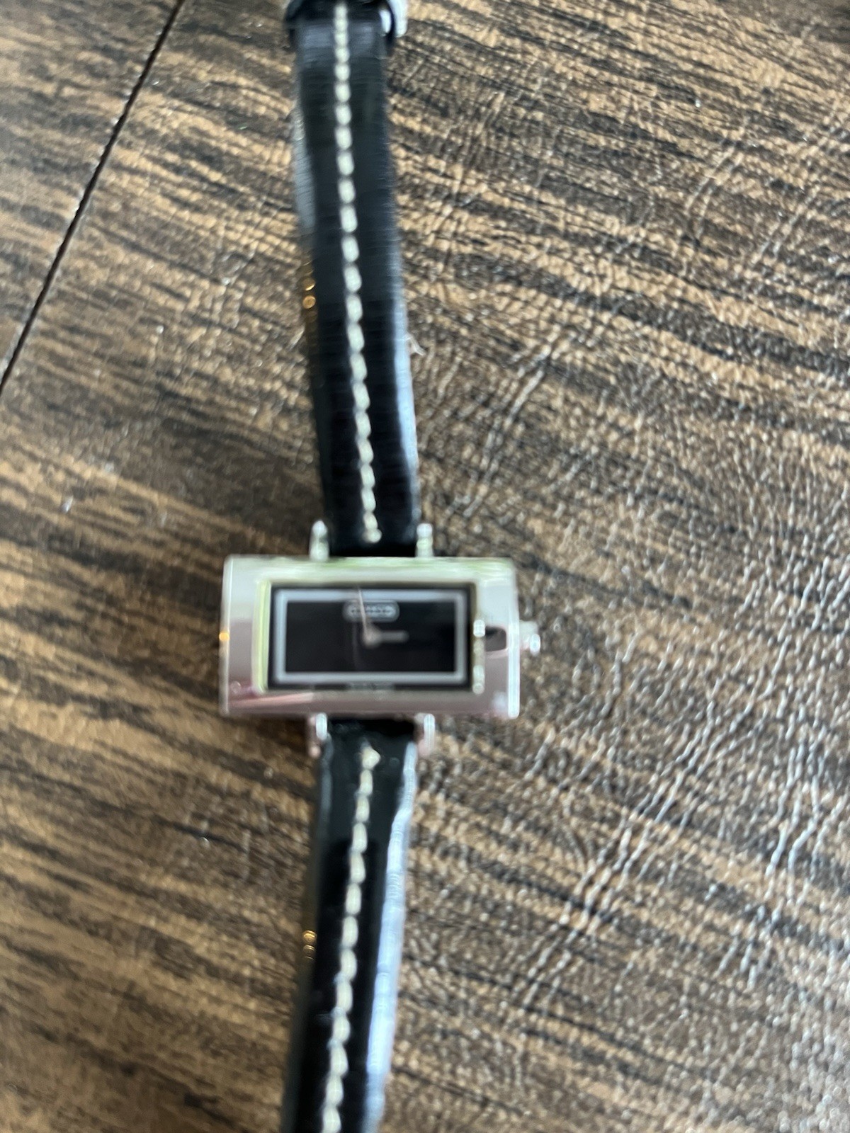 Coach Women 0236 Rectangular Black Leather Quartz Analog 28mm Watch 6 3 ...