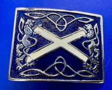 Highland Saltire Kilt Lion Rampant Heraldic Symbol X-Shaped Cross Belt Buckle