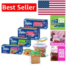 190-Count Variety Pack: Gallon, Quart, Sandwich & Snack Storage Bags - Leak R...