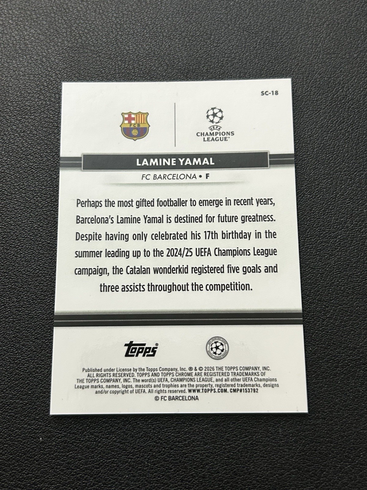 2026 Topps Chrome UEFA National NSCC LAMINE YAMAL BLACK REFRACTOR /10 SSP view 2