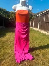 Stunning summer bandeau orange and pink dress S