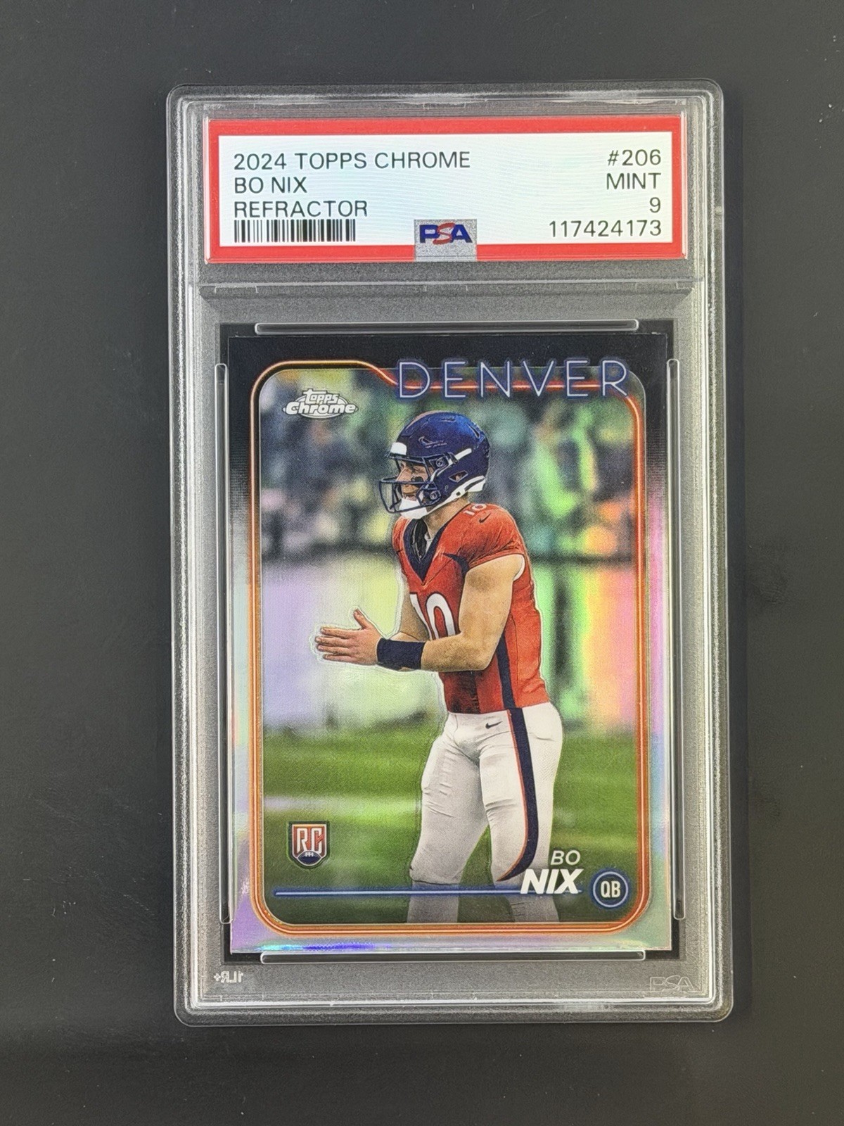2024 Topps Chrome Bo Nix RC Refractor Denver Broncos PSA 9 #206