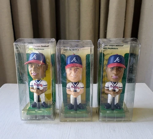 2002 MLB Atlanta Braves Mini Playmakers Bobbleheads Lot of 3