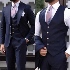 Business Men Suits Slim Fit Peak Lapel Single Breasted Wedding Tuxedo Tailored
