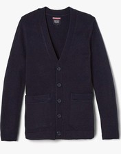 French Toast Unisex Navy V-neck School Uniform Cardigan Sweater XL-14/16