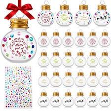 48 Pcs Christmas Booze Balls Fillable Christmas Ornaments Clear Plastic Filla...