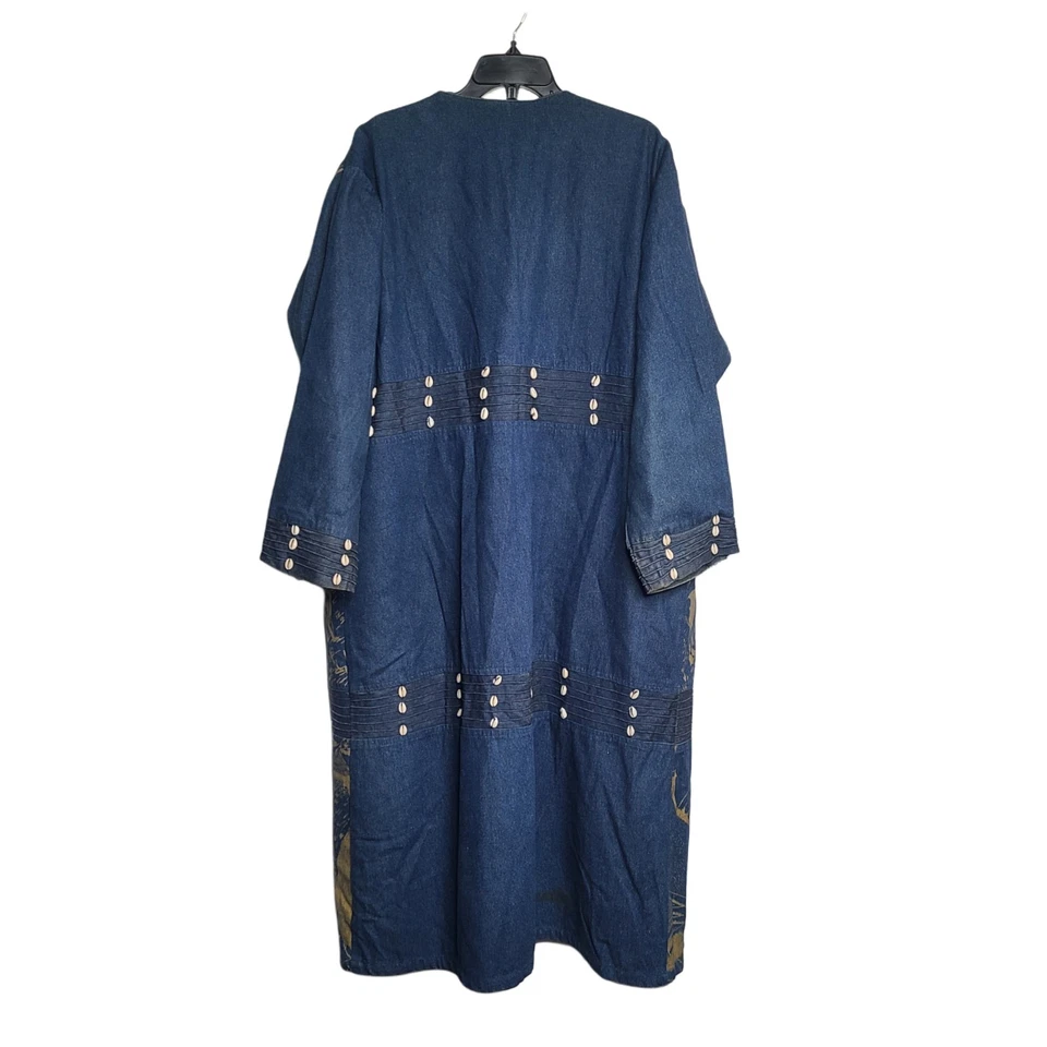 复古 90 年代 Molato 牛仔非洲女王长裙风衣 X-XXL 部落 — 第 2/4 张图片