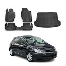 Fußmatten & Kofferraumwanne Set für Peugeot 307 2001-2008 Station Wagon TPE