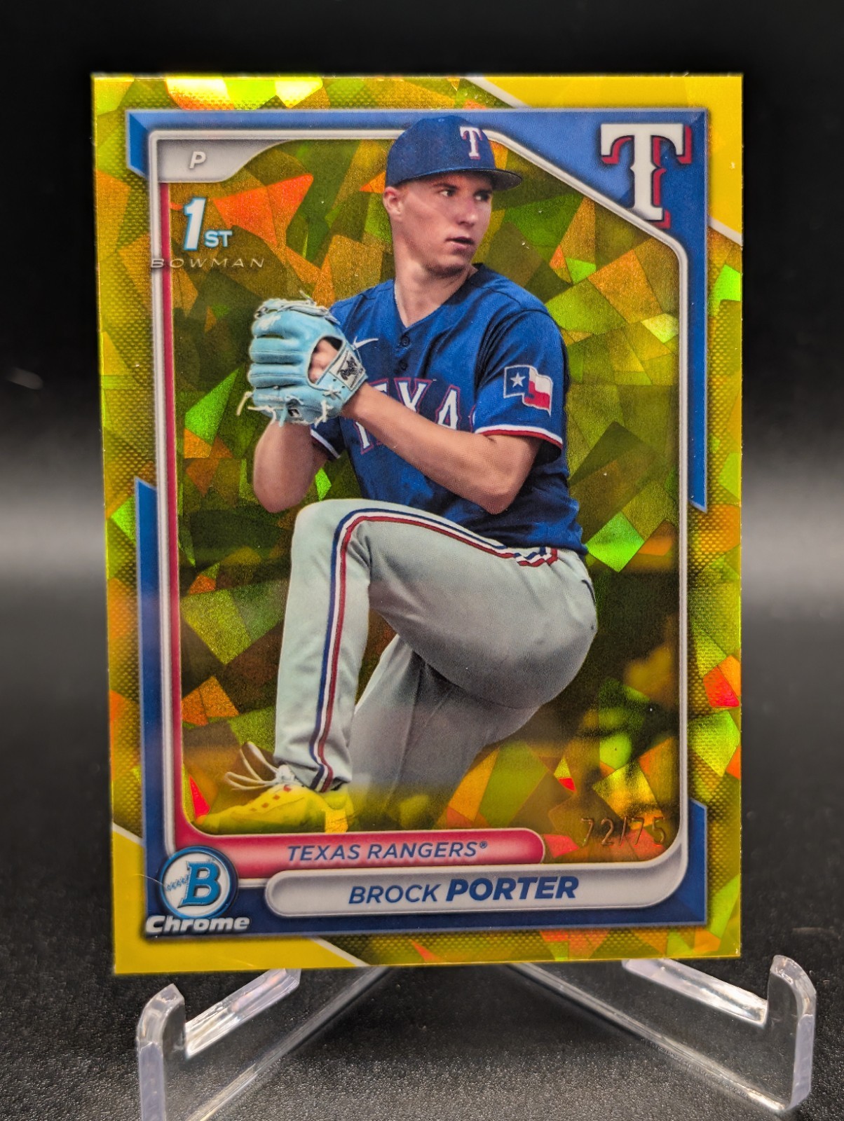 2024 Bowman Chrome Sapphire 1st #BCP-36 Brock Porter Rangers #/75 Yellow 