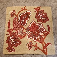 Pottery Barn 24x24 Floral Bird Applique Embroidered Pillow Cover