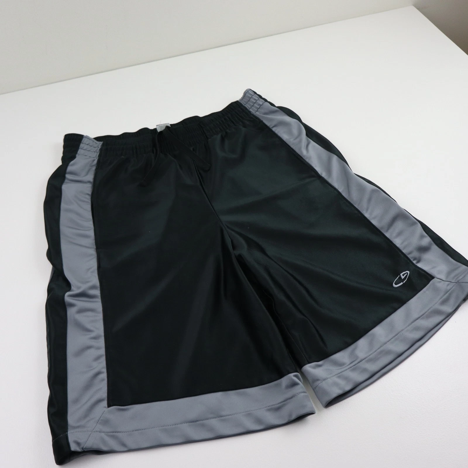 C9 Champion Vtg Dazzle Shiny Silky Basketball Shorts Mens M Black Baggy 90s Y2K