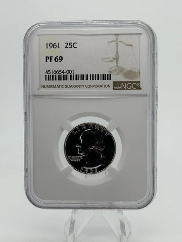 1961 NGC PF69 90% SILVER PROOF WASHINGTON QUARTER.