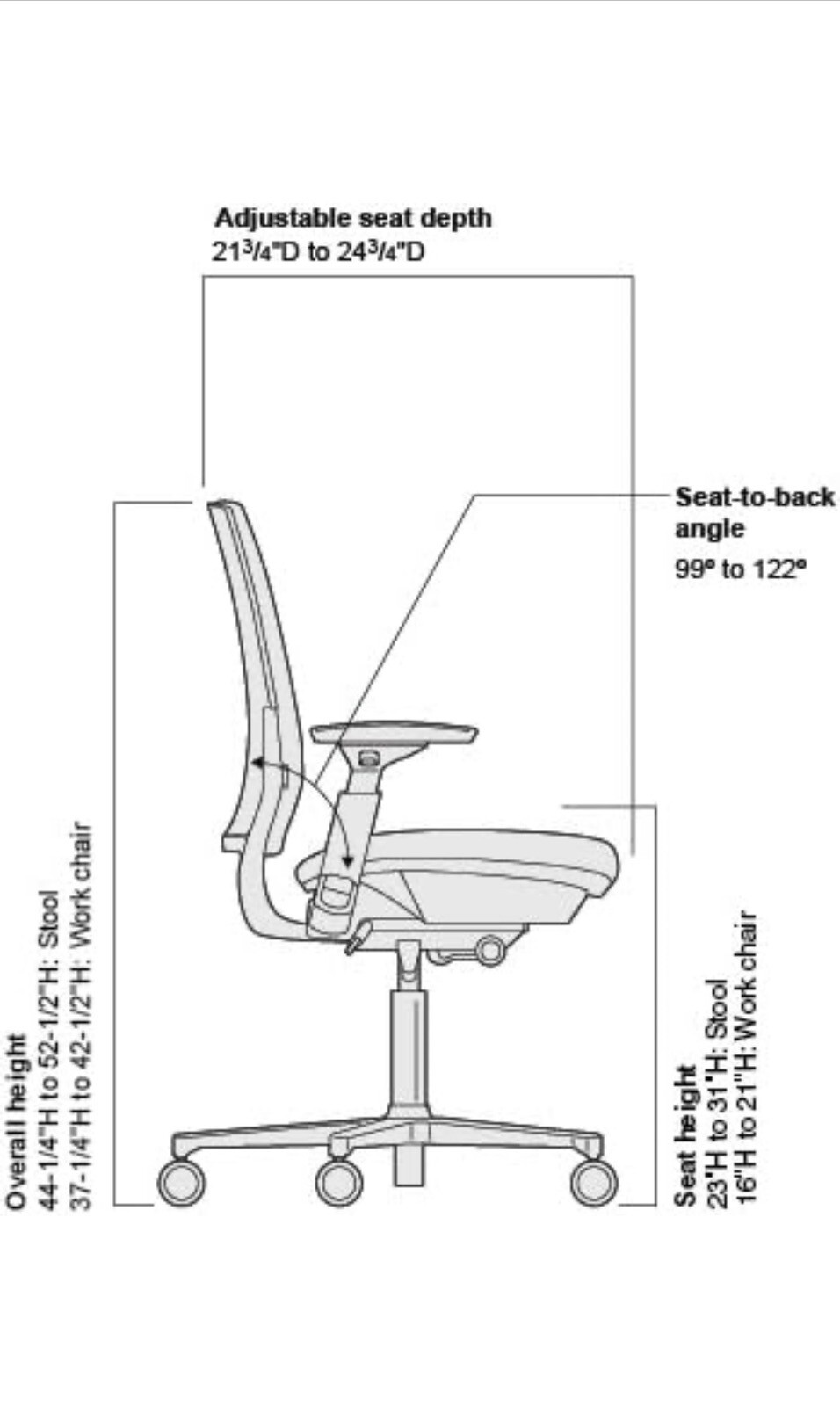 Steelcase Amia Ergonomic Office Chair Adjustable Back Tension & Arms