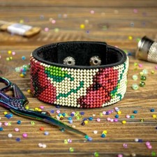 DIY Bead embroidery kit on artificial leather Bracelet