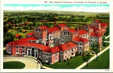 Vtg Linen Postcard The Women's Drormatory, University of Denver Colorado Unused