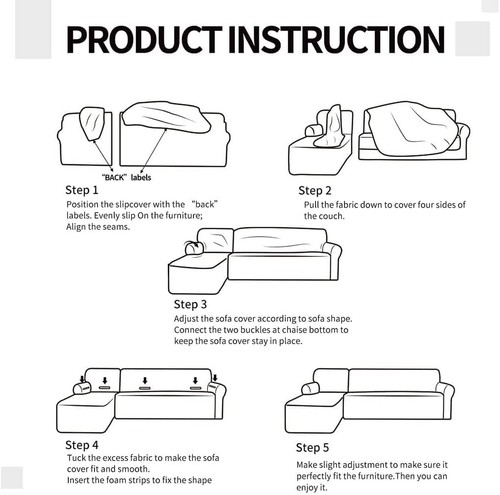 L Shape Corner Sofa Cover Jacquard Fabric Slipcover Removable Sectional Covers - Picture 52 of 91