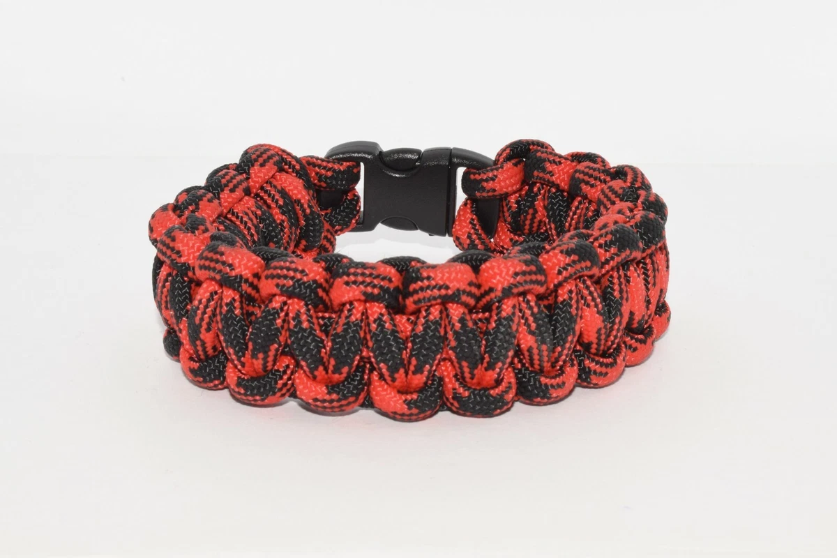 Paracord bracelet cobra style weave in red devil with buckle eBay