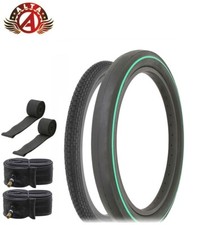 SCHWINN STYLE BRICK 20X 1.75 S2 & 20X 2.125 S2 WIDE SLICK GRN LINE TIRE 6PC SET