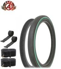 SCHWINN STYLE BRICK 20X 1.75 S2 & 20X 2.125 S2 WIDE SLICK GRN LINE TIRE 6PC SET