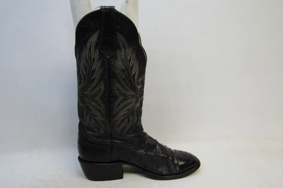 Botas vaqueras Hondo para hombre talla 9 D de cuero negro pluma de avestruz Foto 4 de 4