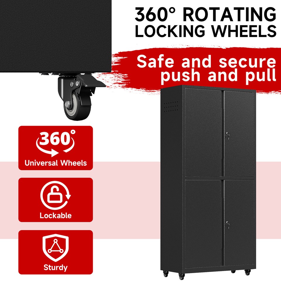 Metal Tool Storage Cabinet Locking Rolling Garage Cabinet Cupboard ...