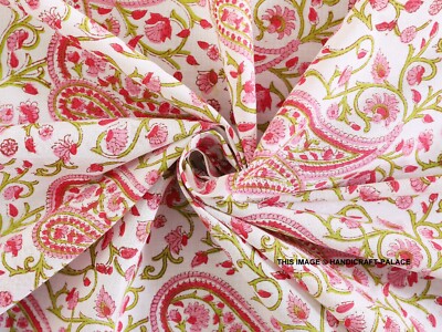 100 cotton dress fabric Floral Print Block Print Fabric 100% Cotton Indian Fabric, Hand Printed Natural Vegetable Dye Soft Cotton Woman Dress Fabric by Yard