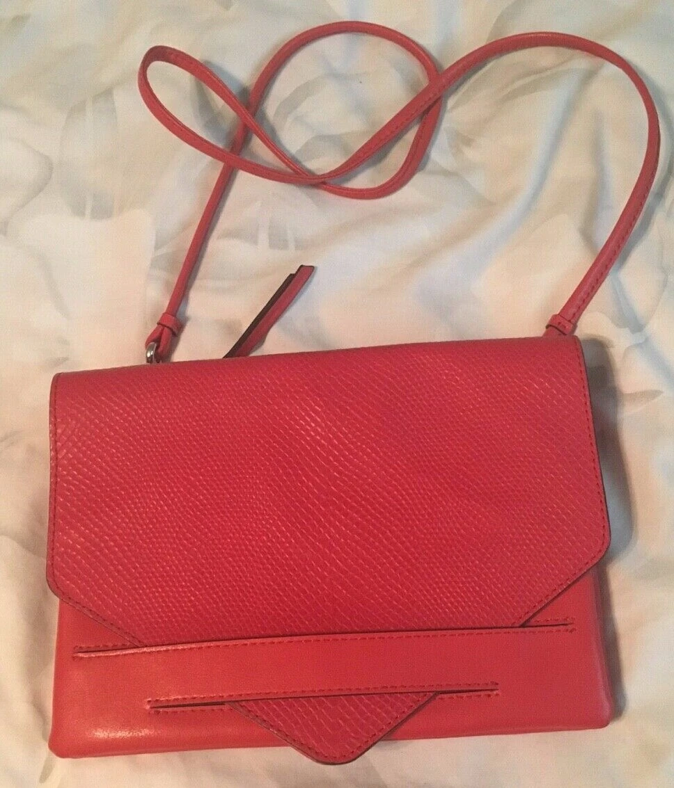 BANANA REPUBLIC Red Orange Leather Crossbody Purse Bag Near Mint