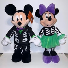 Mickey and Minnie Mouse Skeletons Halloween Greeters Pair Disney Decorations NEW