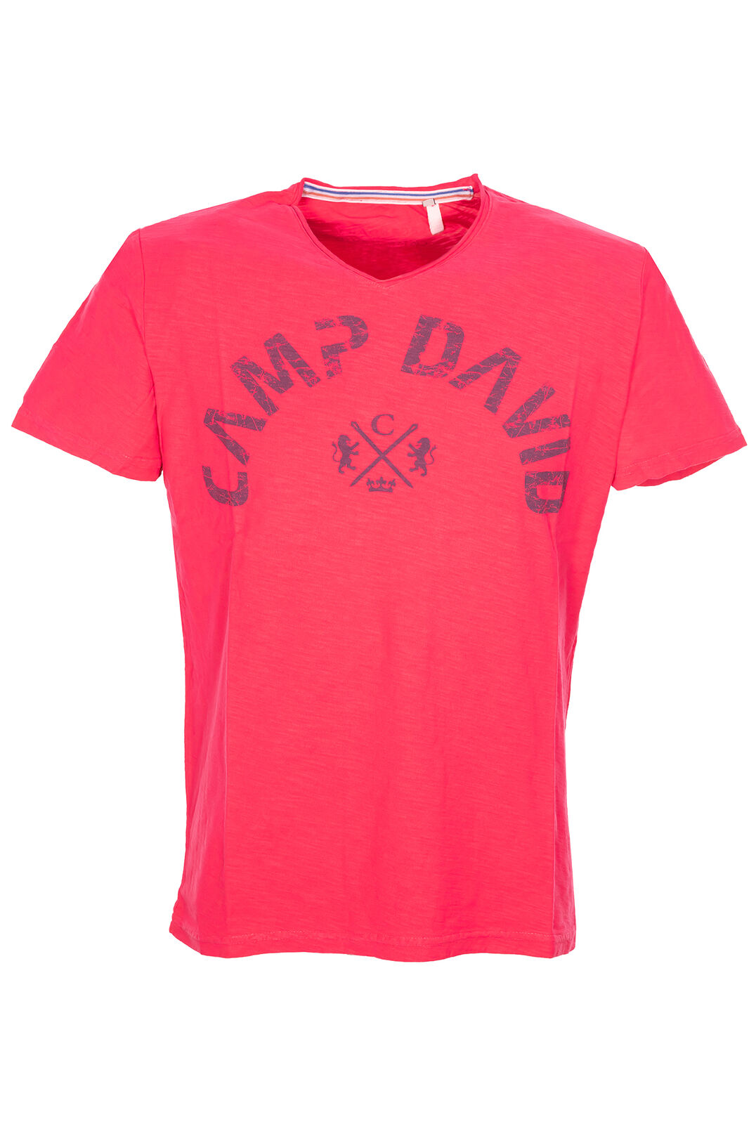 Camp David T Shirt Kurzarm Herren Baumwolle V Ausschnitt Logo 