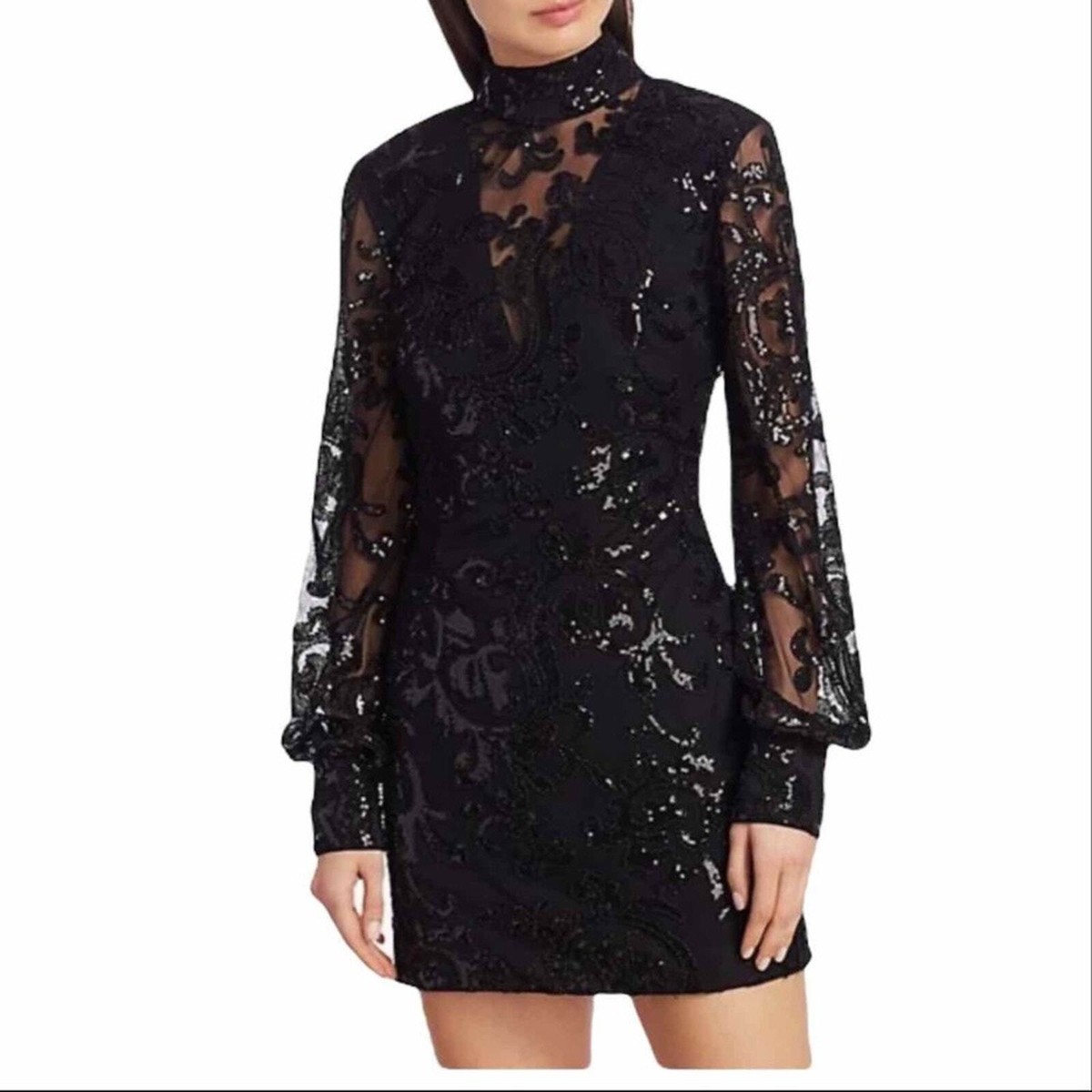 alexis beaded mini dress Alexie Glitter Corset Sash Mini Dress in Black | Size: L
