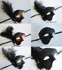 PHANTOM OF THE OPERA VENETIAN MASQUERADE MARDI GRAS COSTUME MASK BLACK FEATHER