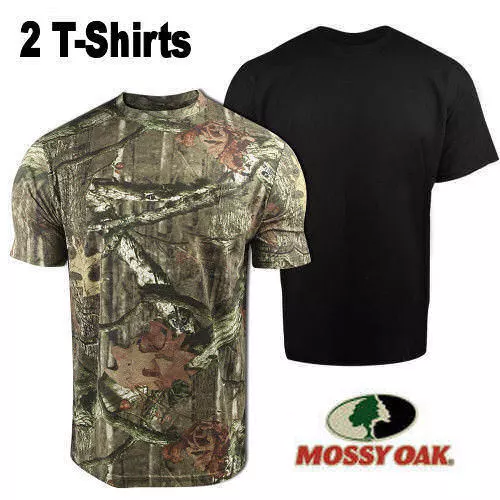 2 camisetas para hombre Mossy Oak camufladas y negras que absorben humedad ropa interior M MED mediana - Imagen 1 de 5
