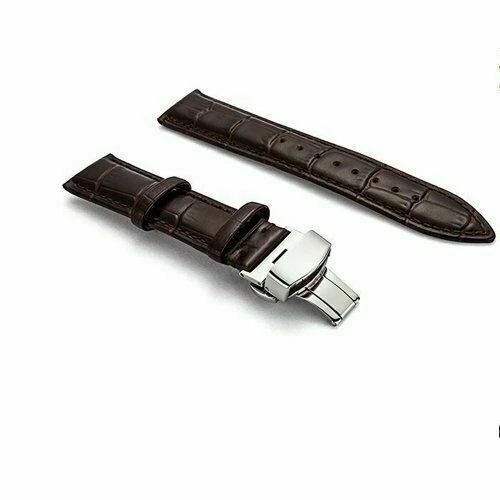Genuine Butterfly Deployant Clasp Buckle+ Leather Watch Band Strap 19mm-24mm - Picture 6 of 11