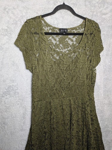 Grünes Spitzenkleid XL Fee Grunge Boho Whimsigoth böse Hexe Elphaba Skater - Bild 3 von 11