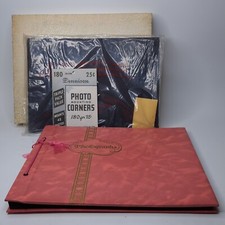 VTG Photo Album Scrapbook Rose  Gold Embossed Cover Black Pages Refill NOS Box