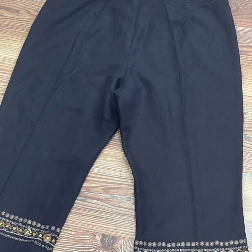 New Coldwater Creek 14P "Beaded Hem Crop" Black Cropped Beaded 493 - Picture 8 of 10