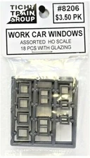 HO Scale Tichy Train Group 8206 Assorted Work Car Windows pkg (18)