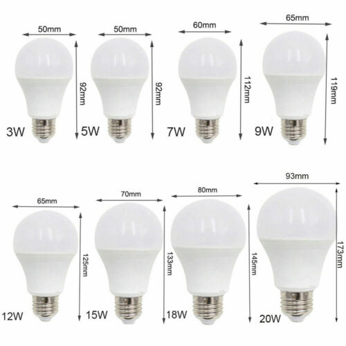 E27 LED Globe Light Bulbs White Lamp 3W 5W 7W 9W 12W 15W 18W 20W 220V High Power - Afbeelding 2 van 27