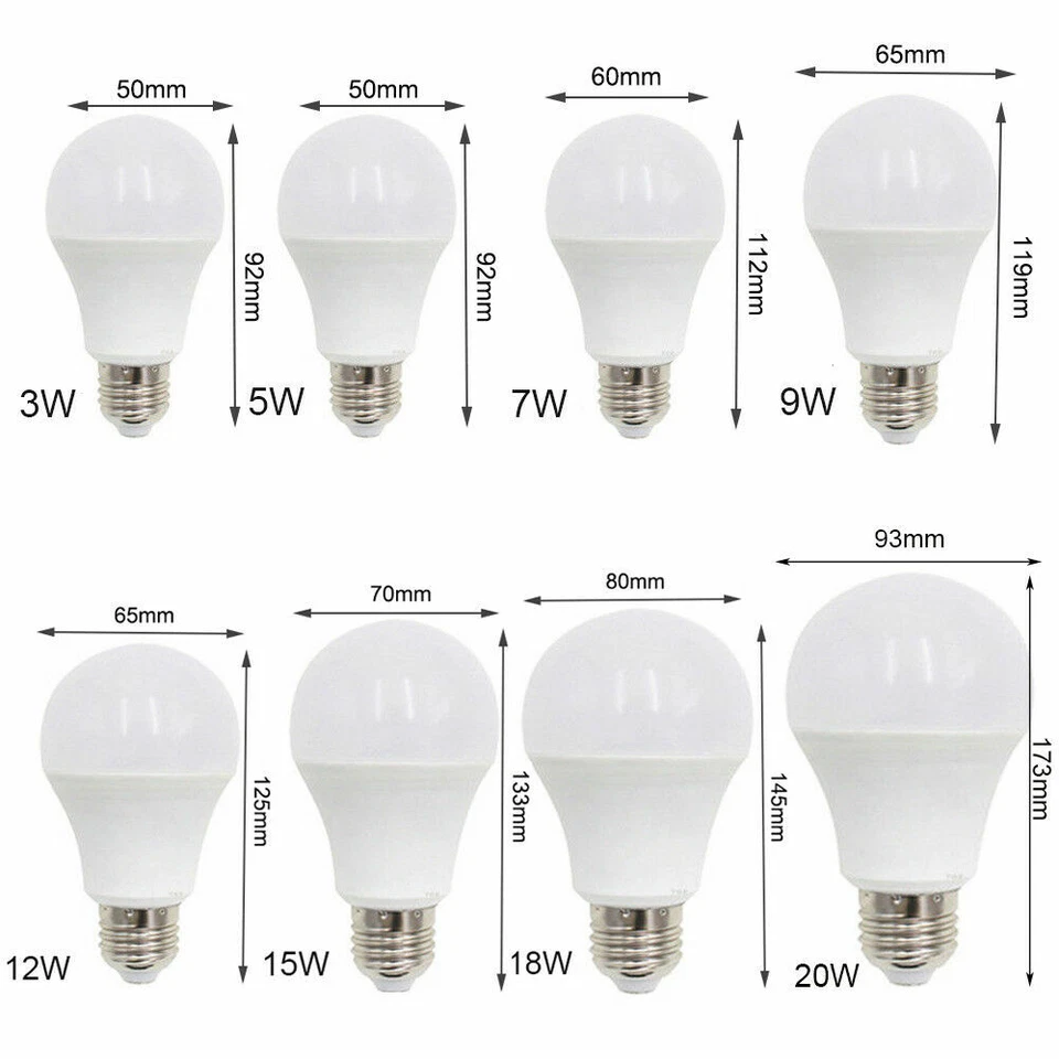 E27 LED Globe Light Bulbs Lamp 3W 5W 7W 9W 12W-18W 20W 220V - 240V Energy Saving - Image 3 of 4