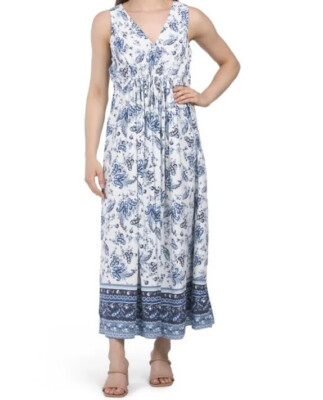 Lucky Brand Maxi Dress Womens Small Blue White Paisley Sleeveless Boho Prairie | eBay Lucky Brand Maxi Dress Womens Small Blue White Paisley Sleeveless Boho Prairie | eBay