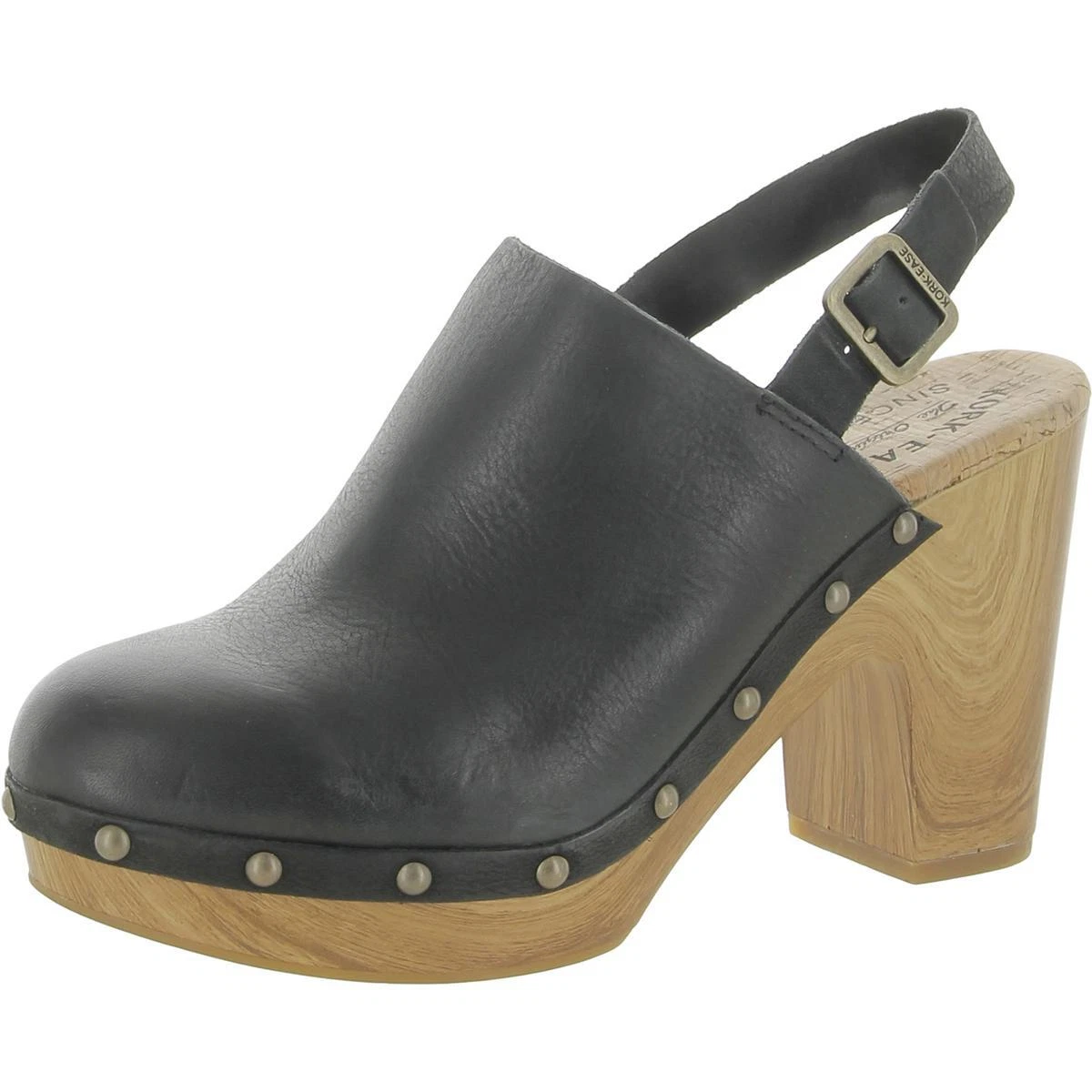 Kork Ease Womens Darby Black Leather Heels Clogs Shoes 8 Medium B M BHFO 6911