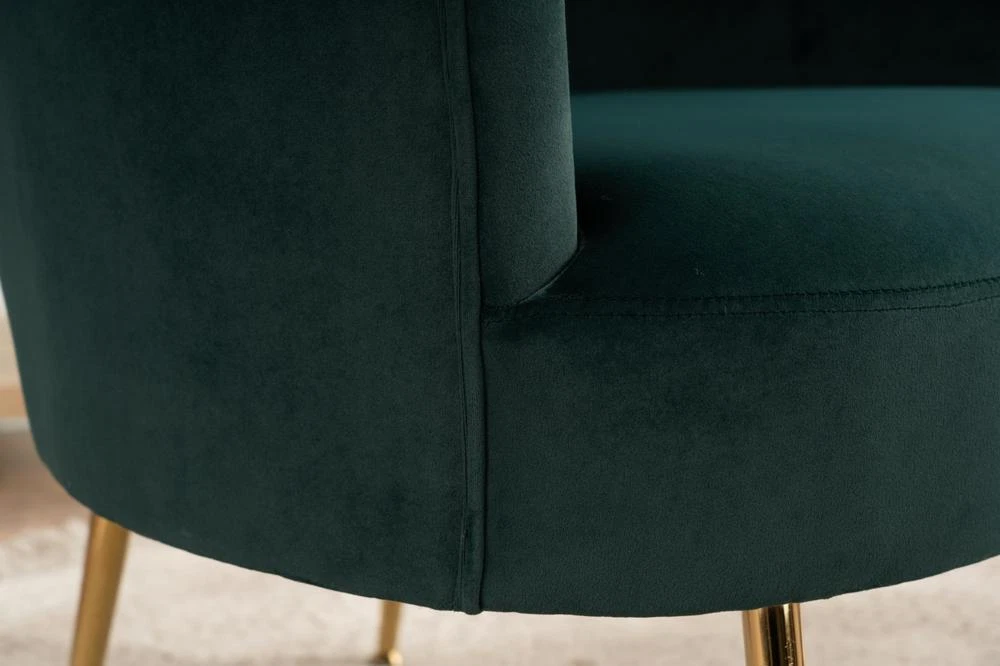 Sturdy and Durable Velvet Armchair Accent Chair Tubchair with Gold Legs Green