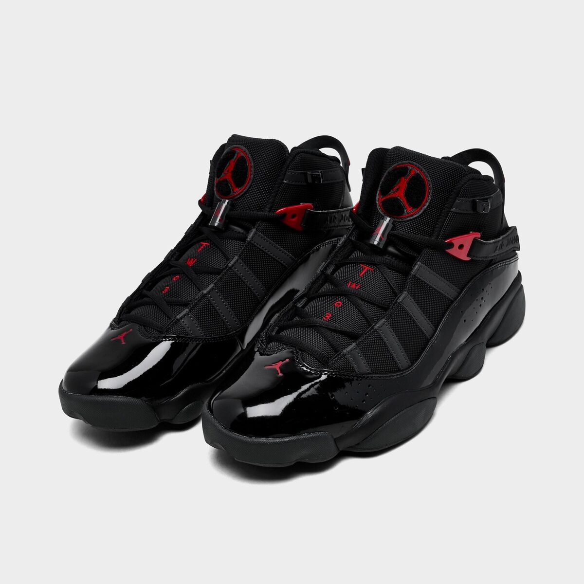 SIZE 14 AIR JORDAN RINGS ALL BLACK SOLES W/ RED -JUMPMAN