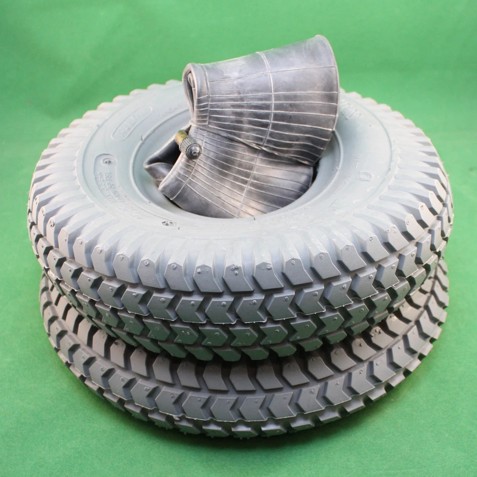 CST CHENG SHIN TIRE 2 Set Reifen + Schlauch 3.00-4 Ø 260x85 grau Talkum E-mobil Scooter Elektromobil