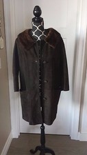 TRUE VTG MCM WOMEN'S LEATHER SOFT SUEDE RICH BROWN DRESS COAT; MINK COLLAR EUC