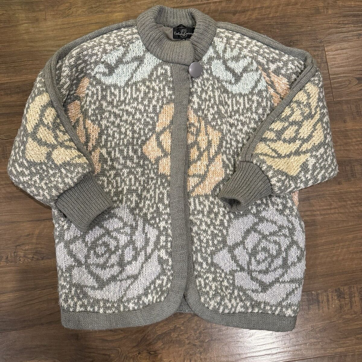 Vintage Carlisle Couture Jacket Coat Pastel Floral Knit Vintage Carlisle Couture Jacket Coat Pastel Floral Knit