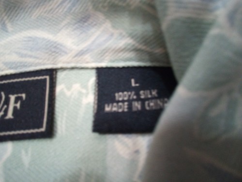 WfF Hawaiian Shirt Men L Hreen Floral Silk Short Sleeve Button Up - Picture 3 of 10