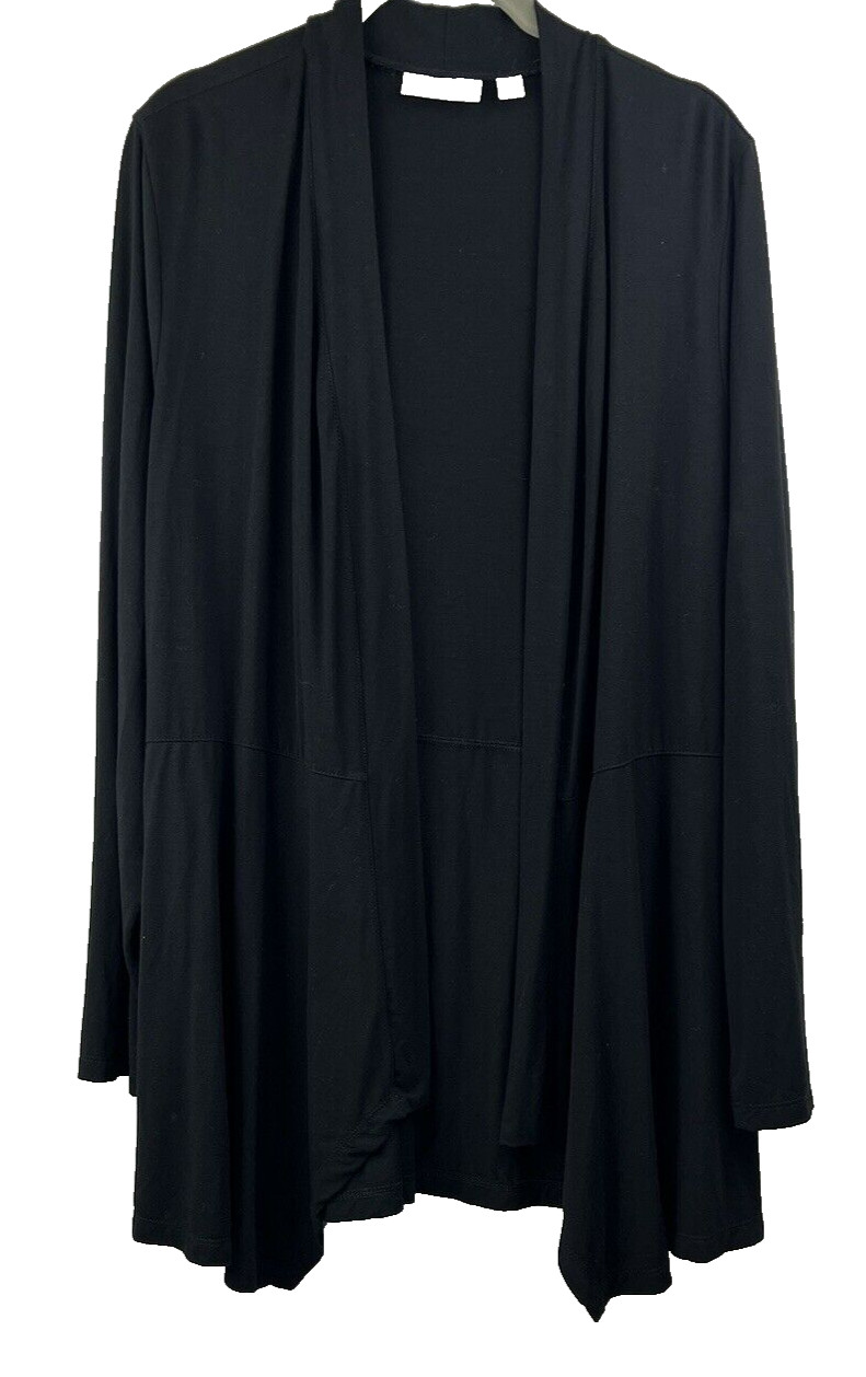 Susan Graver Jacket Large Solid Black Stretch Ope… - image 1