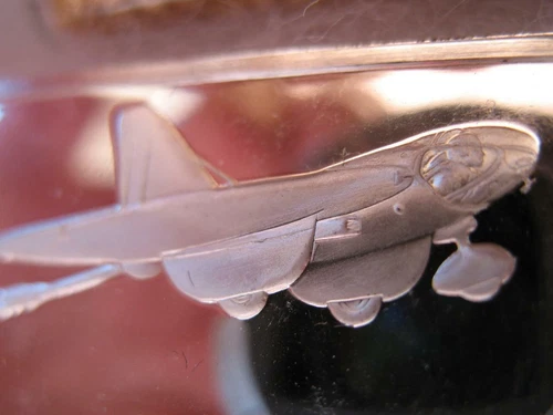 1-OZ DETAILED STERLING SILVER 1ST ROCKET POWERED PLANE AIR & SPACE BAR 2285+GOLD