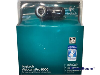 Logitech Quick Cam Pro 9000 Webcam Carl Zeiss Open Box With Disk And Manuals